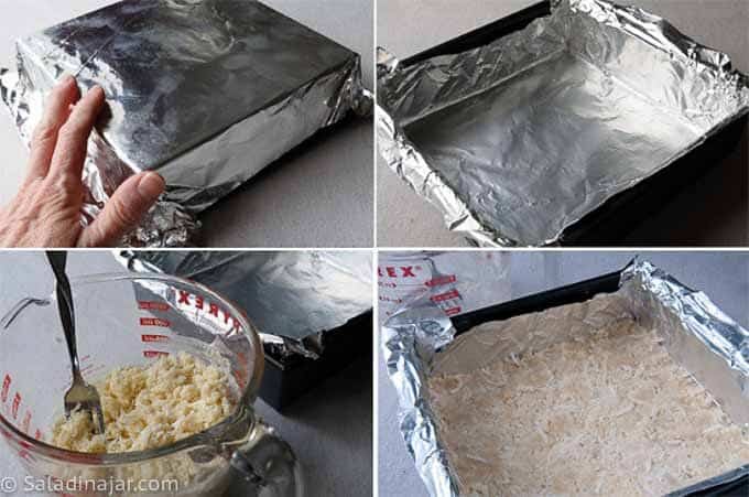 how to easily cover pan with foil for easy removal of cookies and clean-up