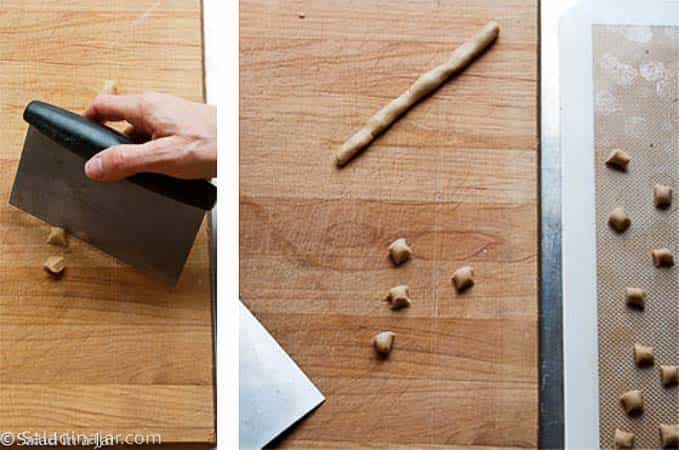 portioning dough for peppernuts 