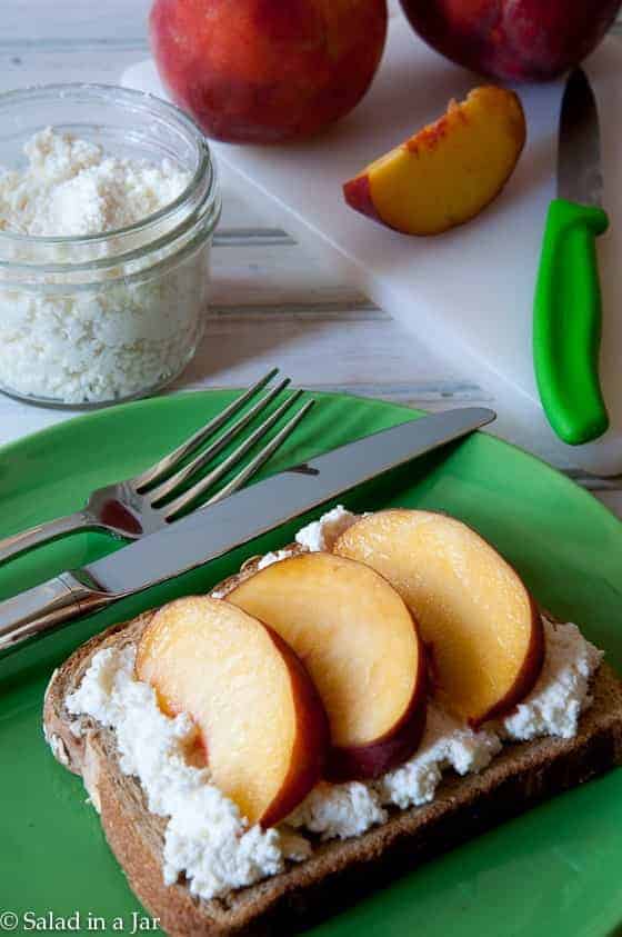 toast with ricotta and fresh peaches on top