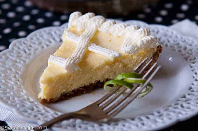 Baked Key LIme Pie - slice on a plate