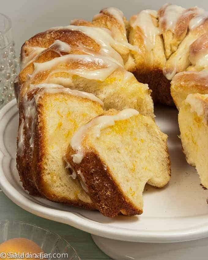 Lemon Pull Apart Bread Made Easy with a Bread Machine - pieces on plate