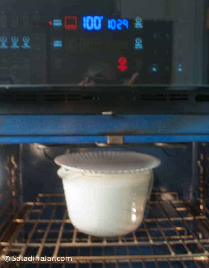 yogurt incubating in an oven