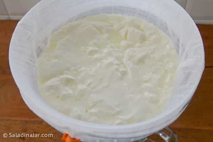 yogurt at the beginning of straining process