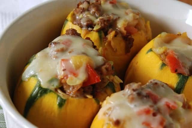 8-ball squash stuffed with a meaty filling and topped with cheese