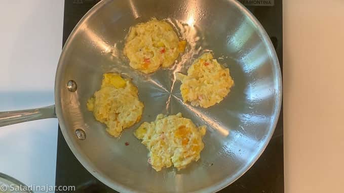 beginning to brown patties in a hot skillet