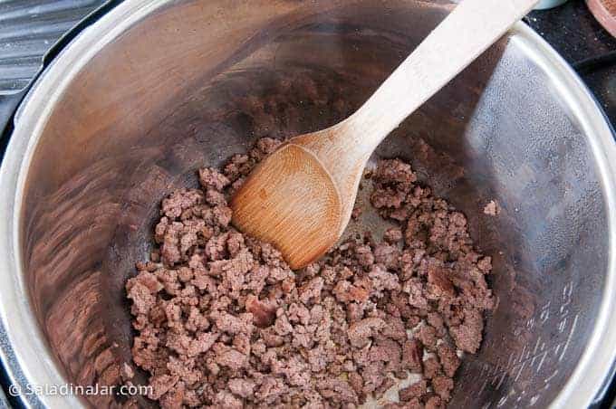 frying ground beef in an Instant Pot