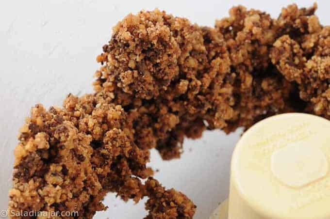 mixing cookie crumbs in a food processor