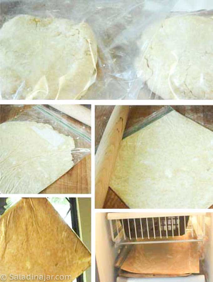 rolling out pop tart dough in plastic bag