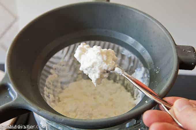 draining ricotta cheese