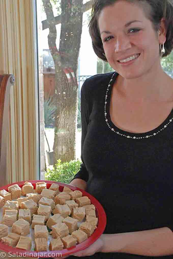 Susie holding peanut butter fudge