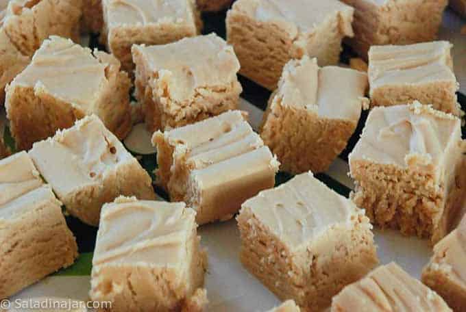 peanut butter fudge on a tray