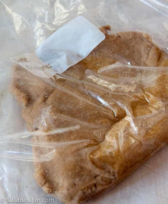 graham cracker dough in a zippered bag
