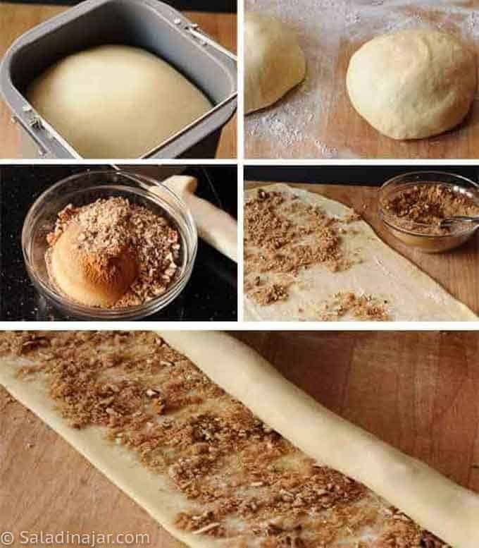storyboard showing how to roll out the dough for Cinnamon Twist Bread