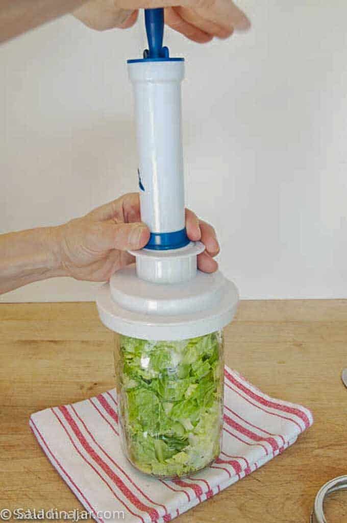 using Ziplock hand pump with large mouth FoodSaver lid adapter