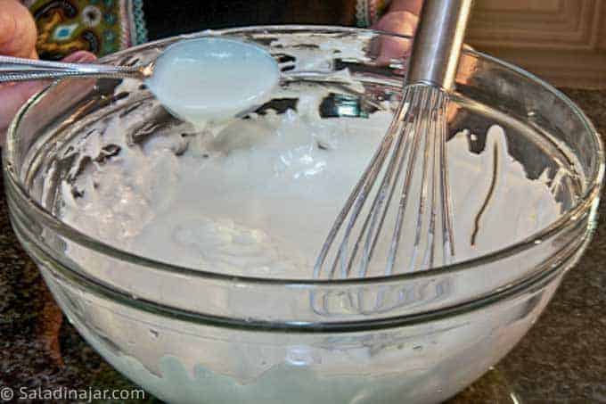 showing shiny yogurt after whisking