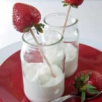 yogurt made from raw milk with strawberries.