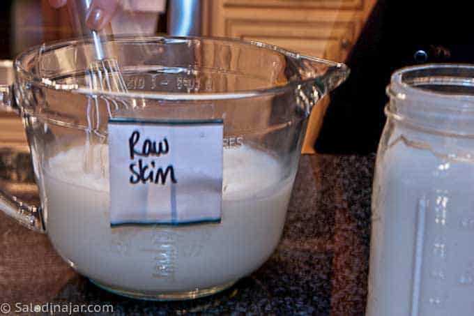 comparing thickness of skim raw milk