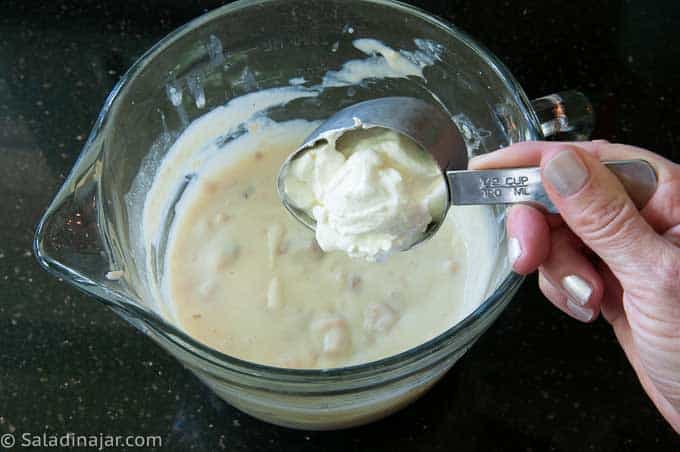 adding sour cream and milk