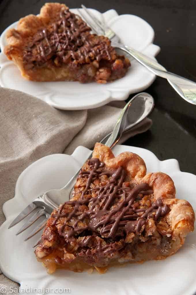 two pieces of Browned Butter Pecan PIe