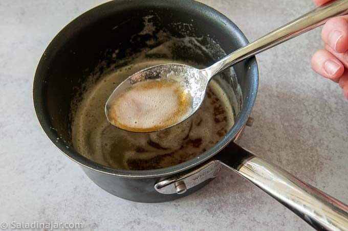 browned butter in a pan