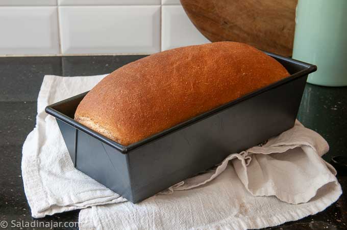 uncut loaf of  whole wheat bread