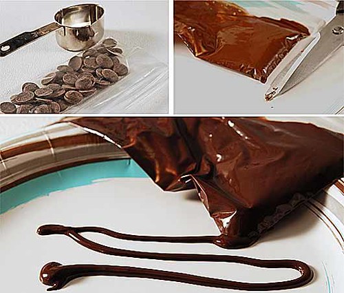 showing how to make a chocolate drizzle