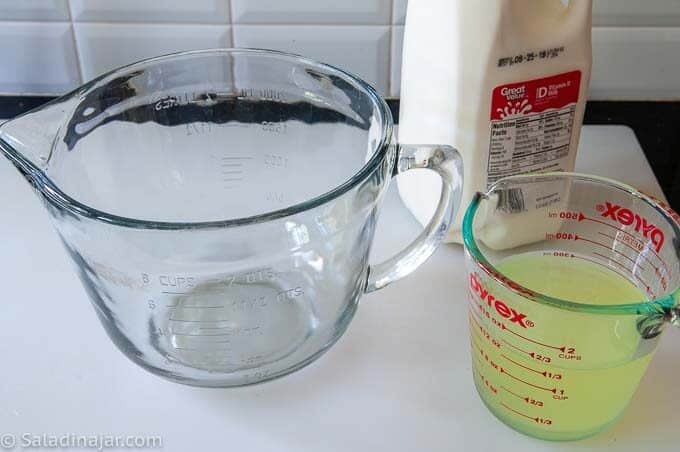 microwave-safe bowl, milk and yogurt whey