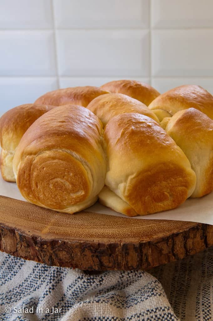 baked dinner rolls as they come from the oven