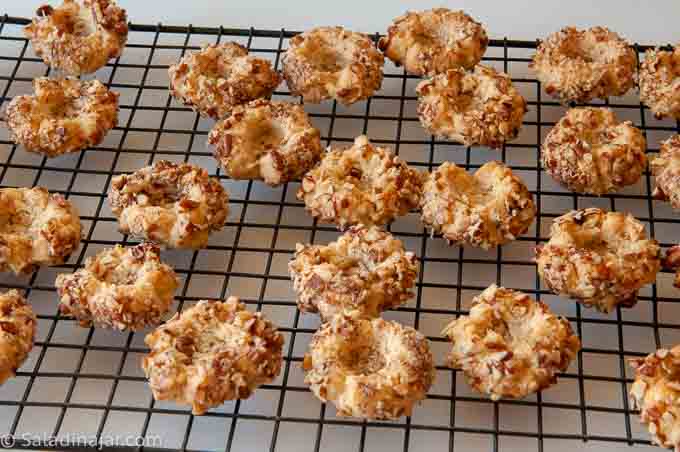 cooling the cookies on a rack.