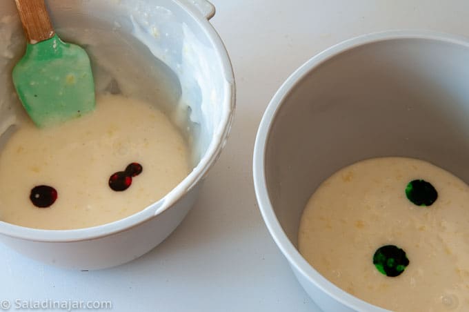 preparing frosting for to make marbleized icing