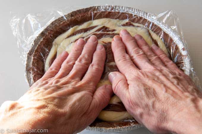 spreading out the custard