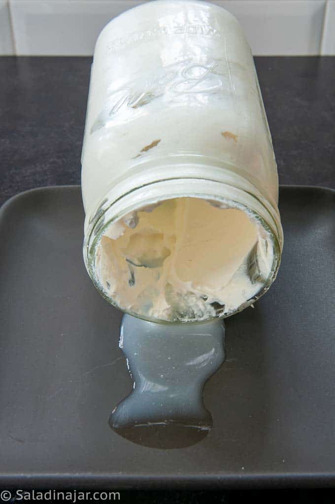 Greek yogurt releasing whey after sitting for a week.