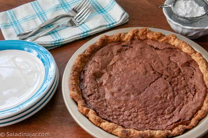 Baked Chocolate Pie before slicing
