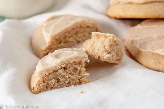 interior shot of frosted cinnamon cookies