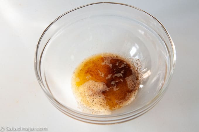 browned butter in a clear bowl