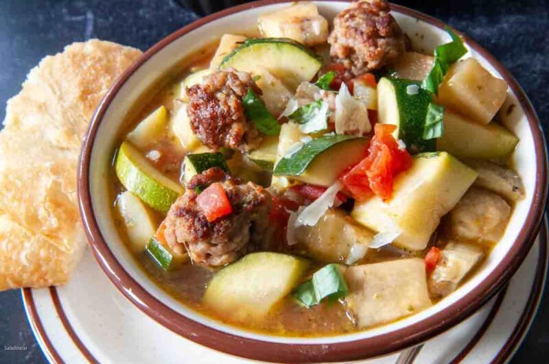 Simple Ratatouille Soup with Mini Meatballs: Goes Down Easy