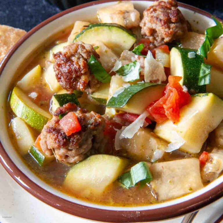 Simple Ratatouille Soup with Mini Meatballs: Goes Down Easy