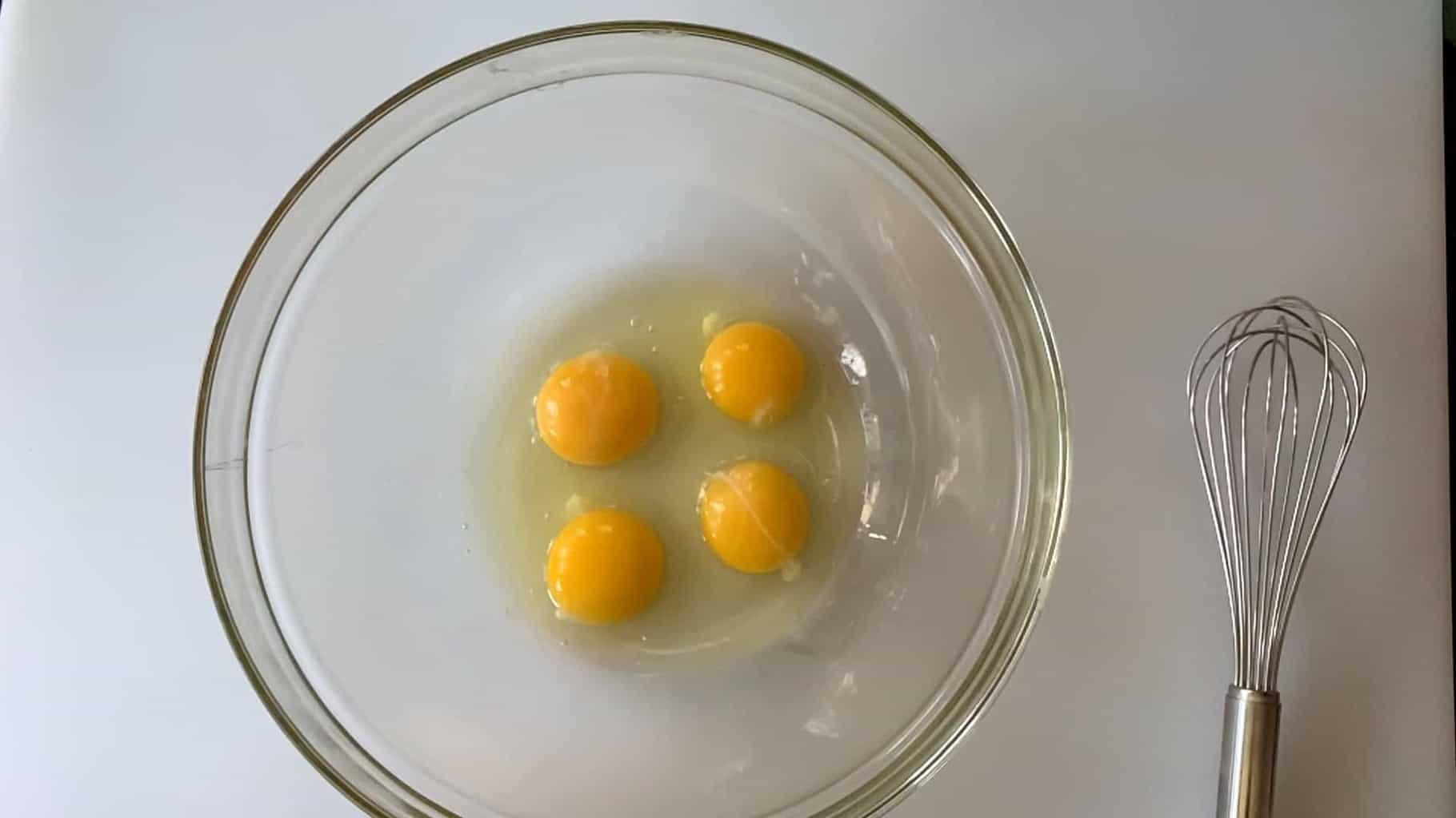 4 eggs in a bowl.