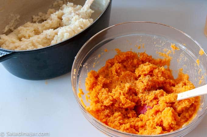 how to swirl sweet potatoes and white potatoes