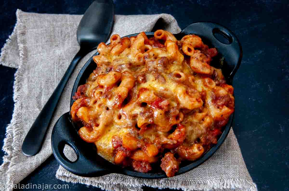 Beef Goulash after the cheese has been added.