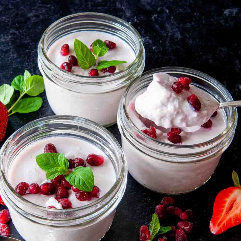 yogurt with pomegranites added on top.