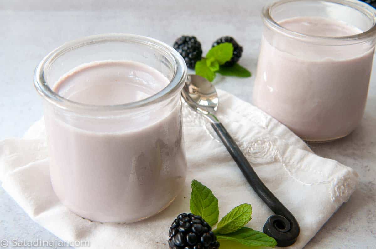 yogurt set in small jars--ready to eat.