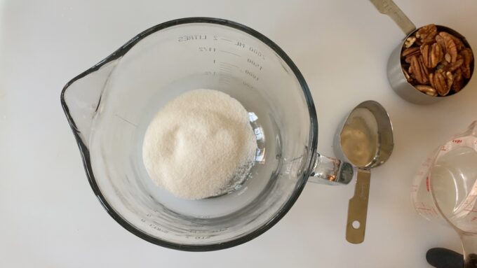 sugar in a Pyrex pitcher