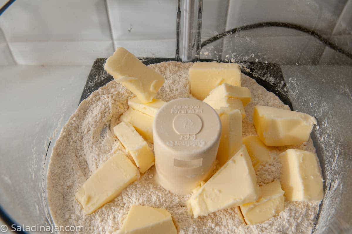 Frozen butter added to bowl