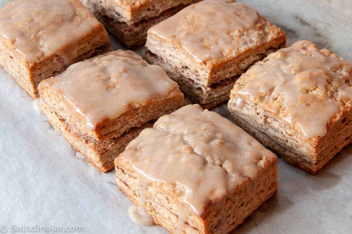 Cinnamon-Sugar Whey Biscuits with Brown Butter Icing
