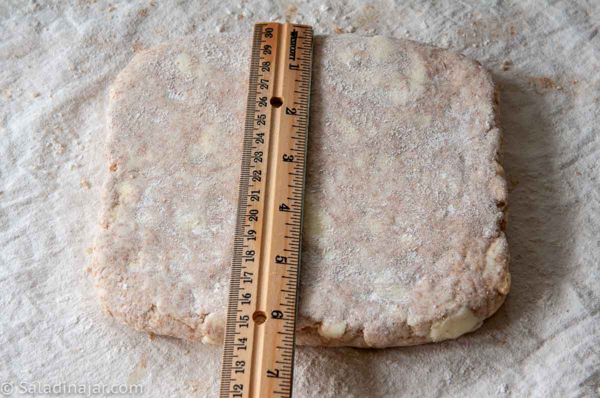 6-inch square of dough