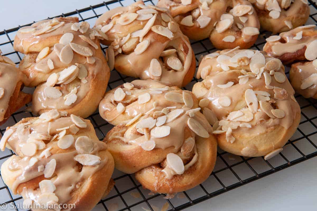 Frosted Bear Claws on a cooling rack