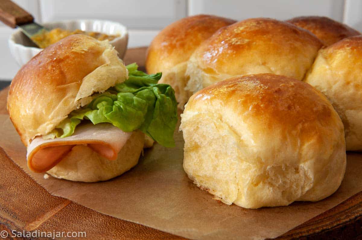 Making sandwiches with sweet Hawaiian rolls