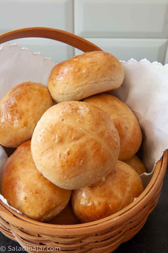 Basket of Honey Oat Dinner Rolls