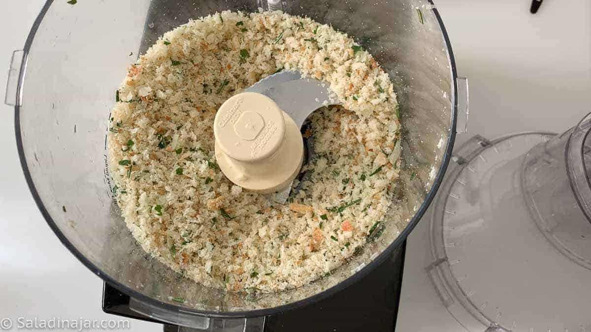 using the food processor to chop crumbs